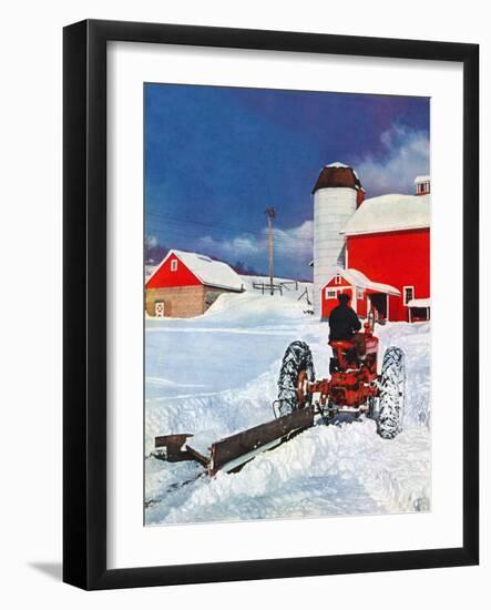 "Plowing Path to the Barn,"January 1, 1947-J. Julius Fanta-Framed Giclee Print