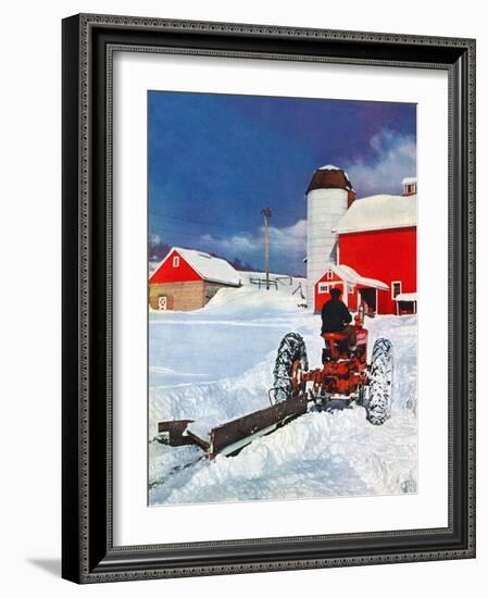 "Plowing Path to the Barn,"January 1, 1947-J. Julius Fanta-Framed Giclee Print