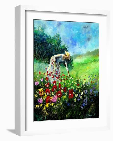 Plucking flowers-Pol Ledent-Framed Art Print