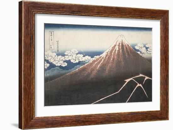 Pluie d'orage sous le sommet du Fuji-Katsushika Hokusai-Framed Giclee Print