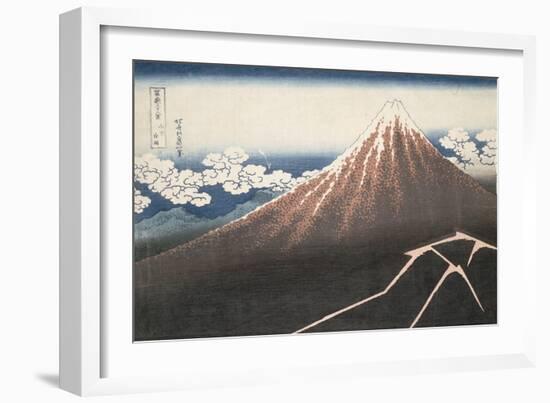 Pluie d'orage sous le sommet du Fuji-Katsushika Hokusai-Framed Giclee Print