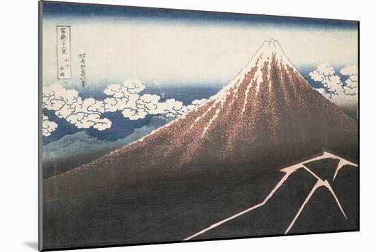 Pluie d'orage sous le sommet du Fuji-Katsushika Hokusai-Mounted Giclee Print