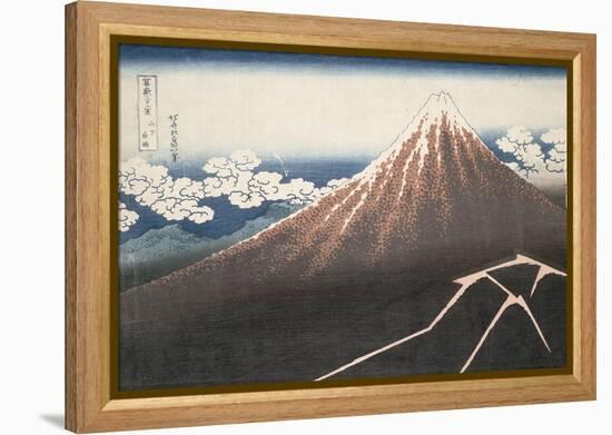 Pluie d'orage sous le sommet du Fuji-Katsushika Hokusai-Framed Premier Image Canvas