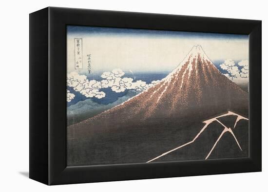 Pluie d'orage sous le sommet du Fuji-Katsushika Hokusai-Framed Premier Image Canvas