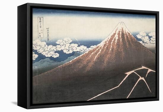 Pluie d'orage sous le sommet du Fuji-Katsushika Hokusai-Framed Premier Image Canvas