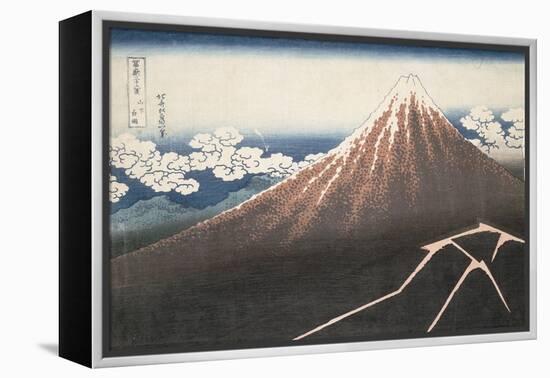 Pluie d'orage sous le sommet du Fuji-Katsushika Hokusai-Framed Premier Image Canvas