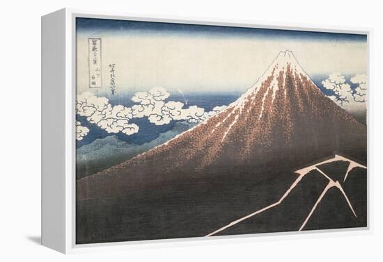 Pluie d'orage sous le sommet du Fuji-Katsushika Hokusai-Framed Premier Image Canvas