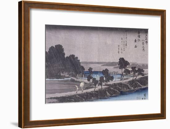 Pluie du soir au sanctuaire d'Azuma-Ando Hiroshige-Framed Giclee Print