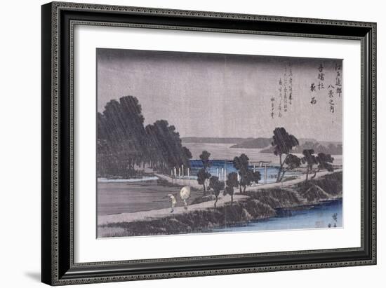 Pluie du soir au sanctuaire d'Azuma-Ando Hiroshige-Framed Giclee Print