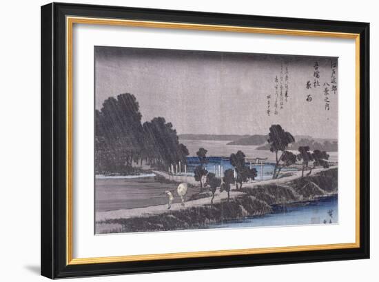 Pluie du soir au sanctuaire d'Azuma-Ando Hiroshige-Framed Giclee Print
