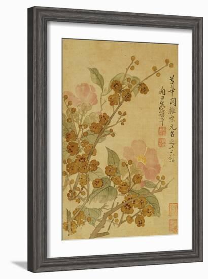 Plum Blossom and Camelias-Yun Shouping-Framed Giclee Print