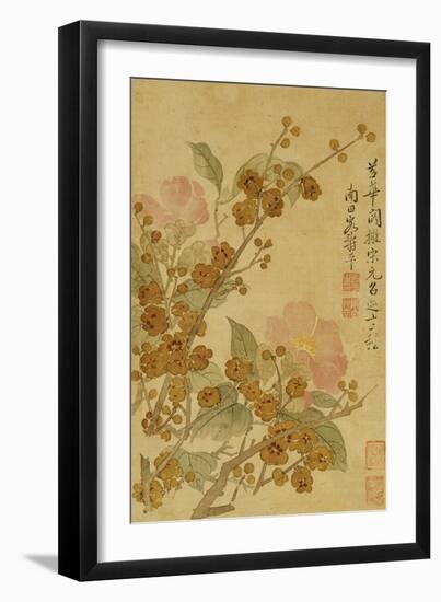 Plum Blossom and Camelias-Yun Shouping-Framed Giclee Print