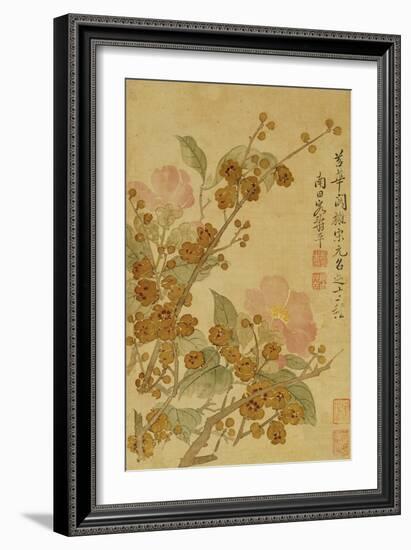 Plum Blossom and Camelias-Yun Shouping-Framed Giclee Print