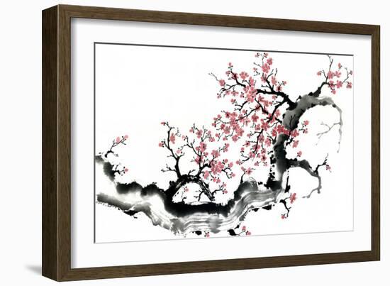 Plum Blossom Branch III-Nan Rae-Framed Premium Giclee Print