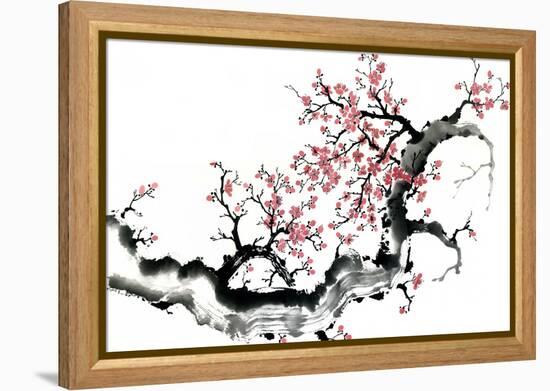 Plum Blossom Branch III-Nan Rae-Framed Stretched Canvas