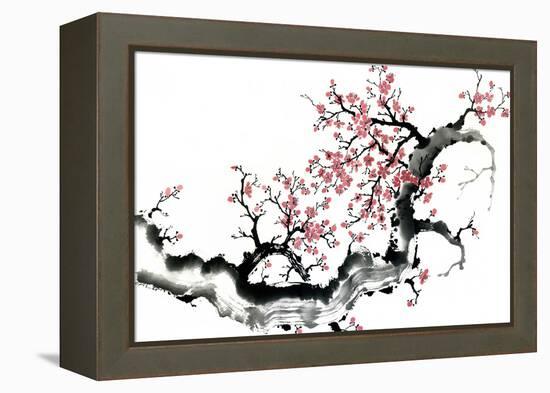 Plum Blossom Branch III-Nan Rae-Framed Stretched Canvas