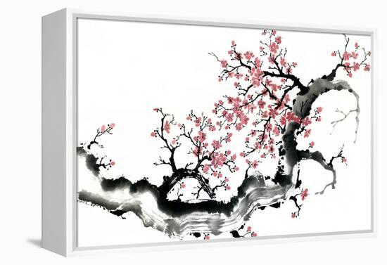 Plum Blossom Branch III-Nan Rae-Framed Stretched Canvas