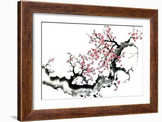Plum Blossom Branch III-Nan Rae-Framed Art Print