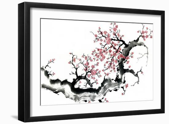 Plum Blossom Branch III-Nan Rae-Framed Art Print