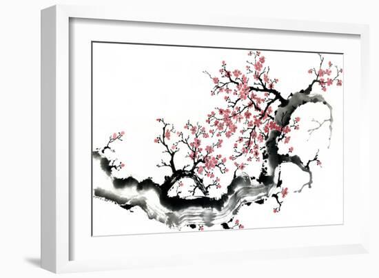 Plum Blossom Branch III-Nan Rae-Framed Art Print