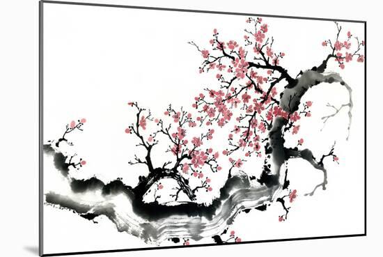 Plum Blossom Branch III-Nan Rae-Mounted Art Print