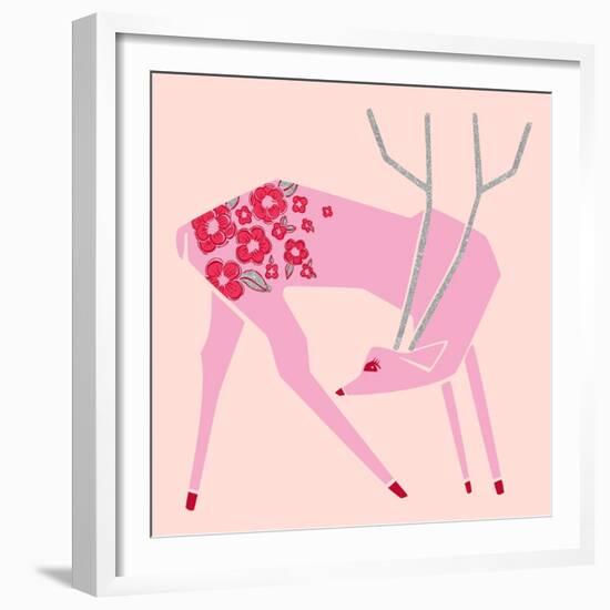 Plum Blossom Deer-null-Framed Giclee Print