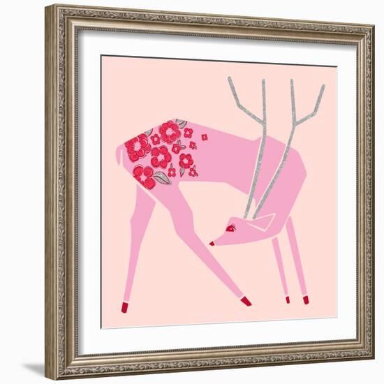 Plum Blossom Deer-null-Framed Giclee Print