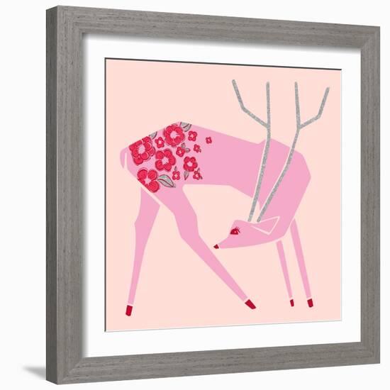 Plum Blossom Deer-null-Framed Giclee Print