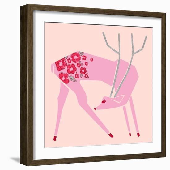 Plum Blossom Deer-null-Framed Giclee Print