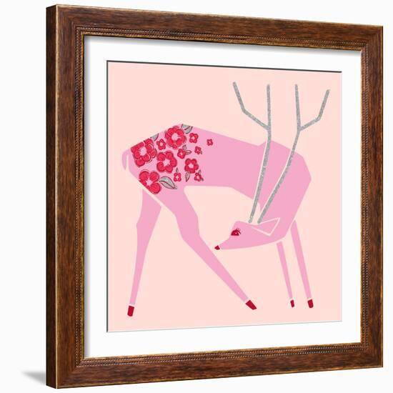 Plum Blossom Deer-null-Framed Giclee Print