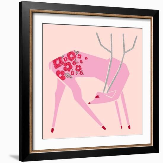 Plum Blossom Deer-null-Framed Giclee Print