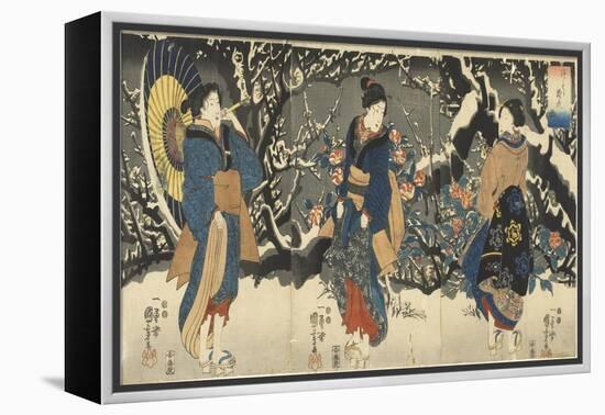 Plum Blossoms in the Evening Snow, 1847-1852-Utagawa Kuniyoshi-Framed Premier Image Canvas