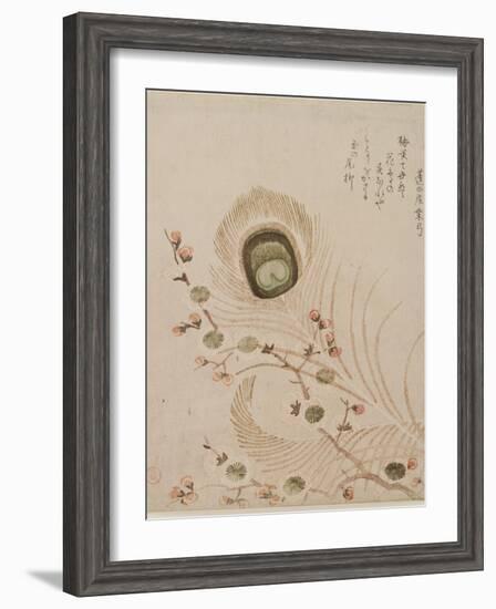 Plum Branch and Peacock Feathers, Mid to Late 1810s-Kubo Shumman-Framed Premium Giclee Print