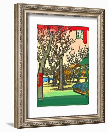 Plum Garden at Kamata-Ando Hiroshige-Framed Giclee Print