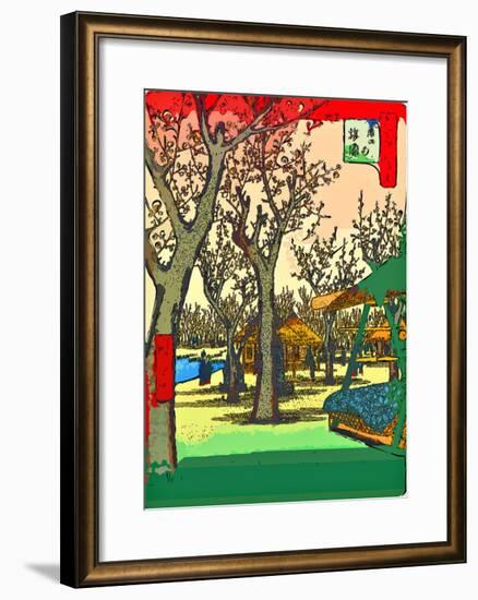 Plum Garden at Kamata-Ando Hiroshige-Framed Giclee Print