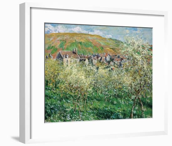 Plum Trees in Blossom, 1879-Claude Monet-Framed Premium Giclee Print