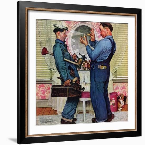 "Plumbers", June 2,1951-Norman Rockwell-Framed Giclee Print