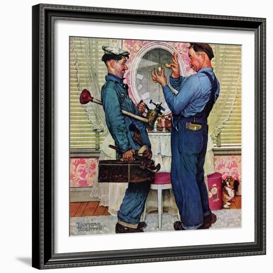 "Plumbers", June 2,1951-Norman Rockwell-Framed Giclee Print