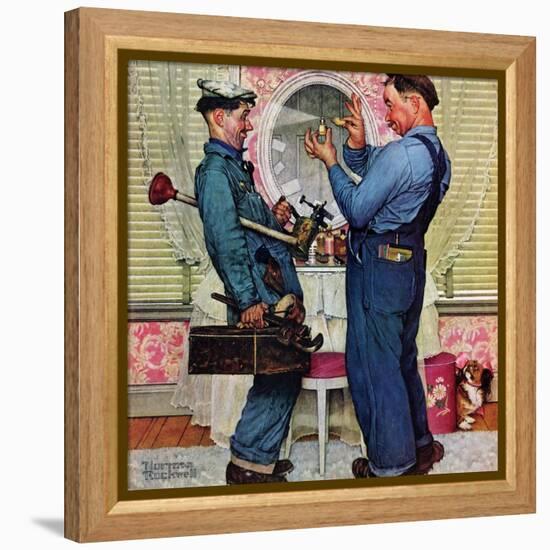 "Plumbers", June 2,1951-Norman Rockwell-Framed Premier Image Canvas