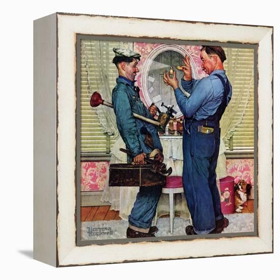 "Plumbers", June 2,1951-Norman Rockwell-Framed Premier Image Canvas