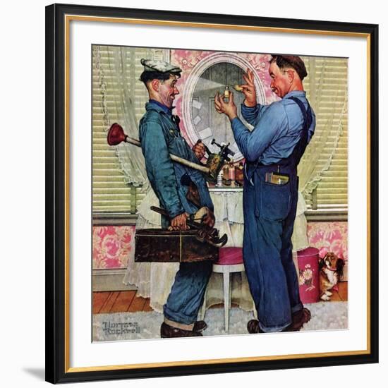 "Plumbers", June 2,1951-Norman Rockwell-Framed Giclee Print