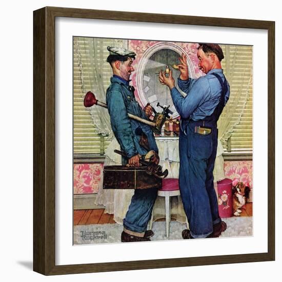 "Plumbers", June 2,1951-Norman Rockwell-Framed Premium Giclee Print