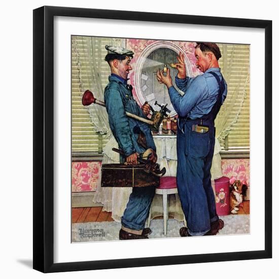 "Plumbers", June 2,1951-Norman Rockwell-Framed Premium Giclee Print