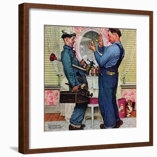 "Plumbers", June 2,1951-Norman Rockwell-Framed Premium Giclee Print