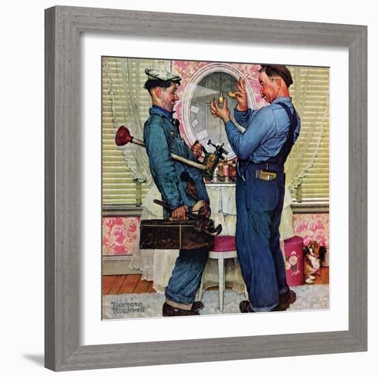 "Plumbers", June 2,1951-Norman Rockwell-Framed Giclee Print