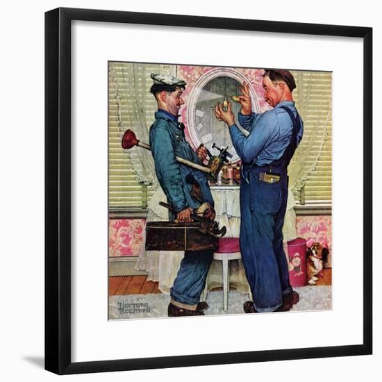 "Plumbers", June 2,1951-Norman Rockwell-Framed Giclee Print