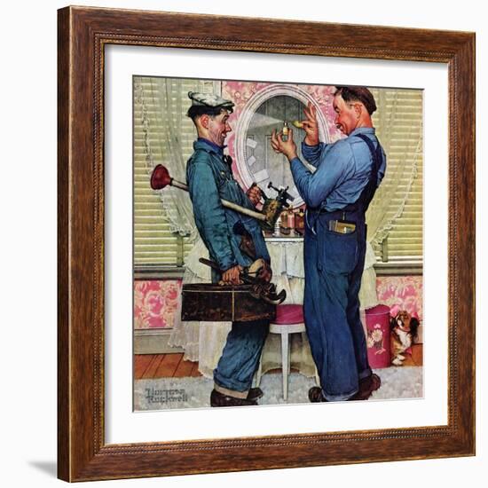 "Plumbers", June 2,1951-Norman Rockwell-Framed Giclee Print