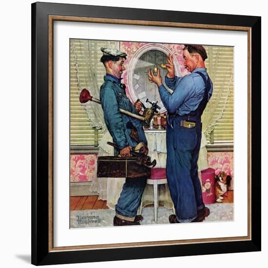 "Plumbers", June 2,1951-Norman Rockwell-Framed Giclee Print