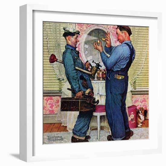 "Plumbers", June 2,1951-Norman Rockwell-Framed Giclee Print