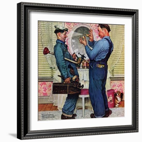 "Plumbers", June 2,1951-Norman Rockwell-Framed Giclee Print